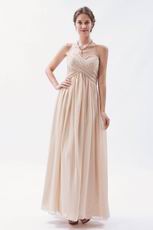 Sweetheart Floor Length Cream Chiffon Dress For Bridesmaid