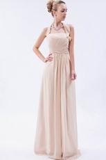 Halter Top Neck Champagne Chiffon Cheap Prom Dress For Sale