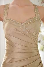 Straps Champagne Mermaid Beaded Women Evening Dress