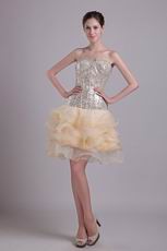 Sweetheart Sequin Bodice Champagne Cocktail Dress