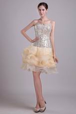 Sweetheart Sequin Bodice Champagne Cocktail Dress