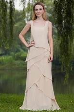 Square Papaya Whip Chiffon Mother Of the Bride Dress