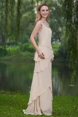 Square Papaya Whip Chiffon Mother Of the Bride Dress