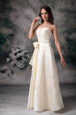 Light Champagne Prom Dress With Side Handcrafted Flowers