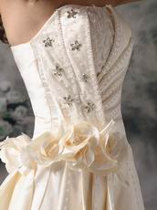 Light Champagne Prom Dress With Side Handcrafted Flowers