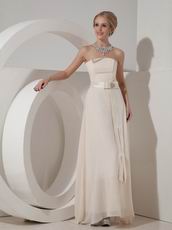 Cream Chiffon Strapless Floor Length Ready To Prom Wear