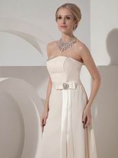 Cream Chiffon Strapless Floor Length Ready To Prom Wear