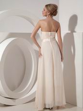 Cream Chiffon Strapless Floor Length Ready To Prom Wear