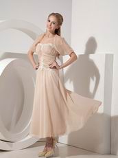 Tea-length Champagne Mother Of The Bride Dress With Jacket