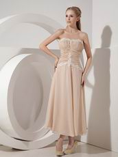 Tea-length Champagne Mother Of The Bride Dress With Jacket