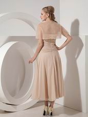 Tea-length Champagne Mother Of The Bride Dress With Jacket