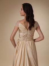 Criss Cross Decorate Golden Dress For Mother Of The Bride