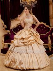 Beautiful Bubble Ball Gown Champagne Taffeta Quinceanera Dress