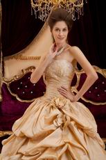 Beautiful Bubble Ball Gown Champagne Taffeta Quinceanera Dress