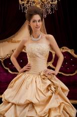 Beautiful Bubble Ball Gown Champagne Taffeta Quinceanera Dress