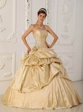 Side Applique Champagne Handmade Quinceanera Dress to Girl