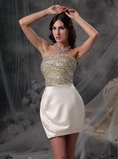 Champagne Strapless Short Cocktail Dress With Beading Decorate Unique
