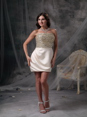 Champagne Strapless Short Cocktail Dress With Beading Decorate Unique