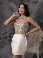 Champagne Strapless Short Cocktail Dress With Beading Decorate Unique