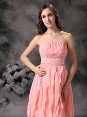 Watermelon Strapless Cocktail Prom Dress With Cascade Unique Design