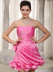 Lovely Rose Pink Taffeta Prom / Cocktail Dress With Handle Flowers Unique