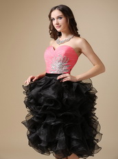 Pink and Black Short Ball Gown Ruffled Cocktail Dress Unique