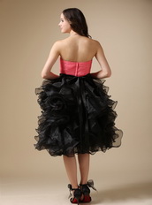 Pink and Black Short Ball Gown Ruffled Cocktail Dress Unique