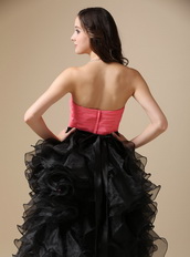 Pink and Black Short Ball Gown Ruffled Cocktail Dress Unique