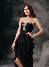 Sweetheart High-low Black Chiffon Layers Skirt Cocktail Dress Unique