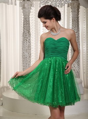 Green Mini-length Holiday Cocktail Dress With Sequin Inside Unique