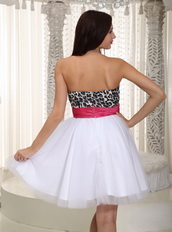 White A-line Leopard Prom Dress Short Skirt With Bowknot Unique