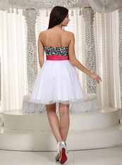 White A-line Leopard Prom Dress Short Skirt With Bowknot Unique