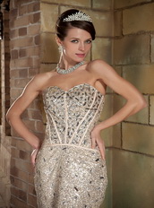 Champagne Mini-length Sequin Cocktail Business Dress With Diamonds Unique