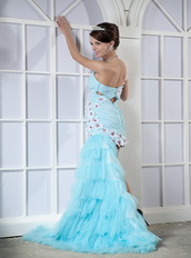 Light Aqua Blue One Shoulder High-low Cocktail Party Dress For Lady Unique