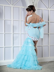 Light Aqua Blue One Shoulder High-low Cocktail Party Dress For Lady Unique