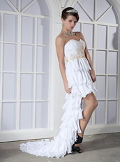 Short Front Long Back Cascade Skirt Chiffon White Party Dress For Sale Unique