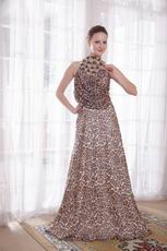 Unique High-neck Leopard Printed Chiffon Sexy Prom Dress