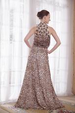 Unique High-neck Leopard Printed Chiffon Sexy Prom Dress