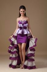 Multi-Color White And Purple Short Front Long Back Cocktail Dress