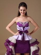 Multi-Color White And Purple Short Front Long Back Cocktail Dress