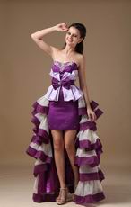 Multi-Color White And Purple Short Front Long Back Cocktail Dress