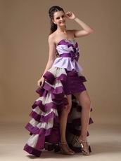 Multi-Color White And Purple Short Front Long Back Cocktail Dress