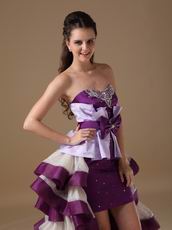 Multi-Color White And Purple Short Front Long Back Cocktail Dress