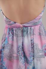 Printed Chiffon Fabric Prom Dress With Halter Mini Skirt