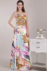 Colorful Printed Fabric Cross Back Women In Prom Dress 2014