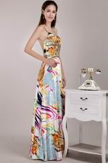 Colorful Printed Fabric Cross Back Women In Prom Dress 2014
