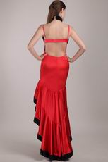 Red Christmas Prom Dress With Spaghetti Straps High-low Skirt