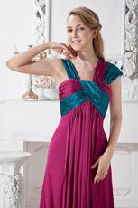 Straps Square Plum Chiffon Floor Length Evening Dress