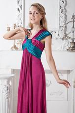 Straps Square Plum Chiffon Floor Length Evening Dress