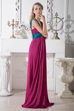 Straps Square Plum Chiffon Floor Length Evening Dress